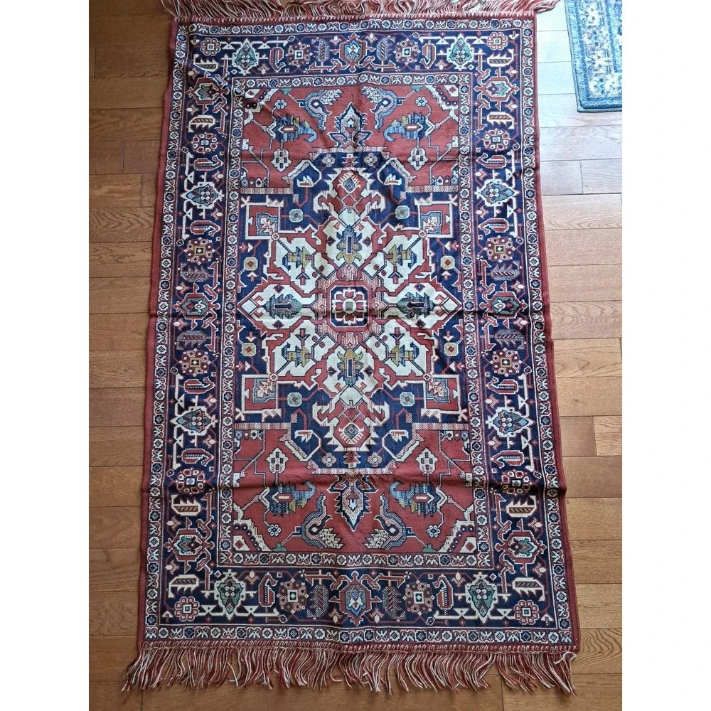 VTG60s East Germany Colorful Table Runner Chair Cover Rug 145x90 cm 57x35 Bombay